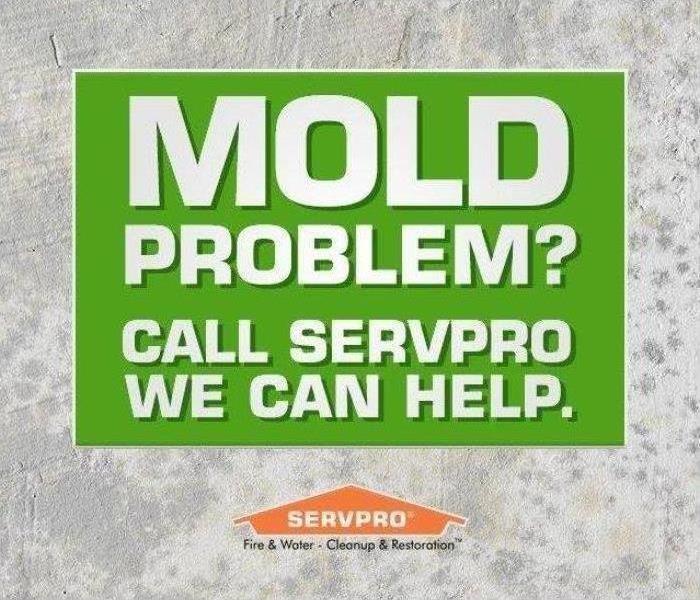 Mold Problem? We can help. Text with Servpro logo